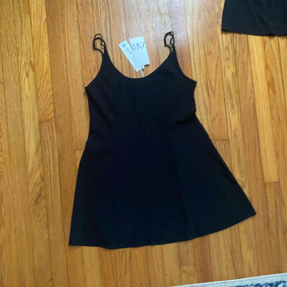Zara black flowy mini dress